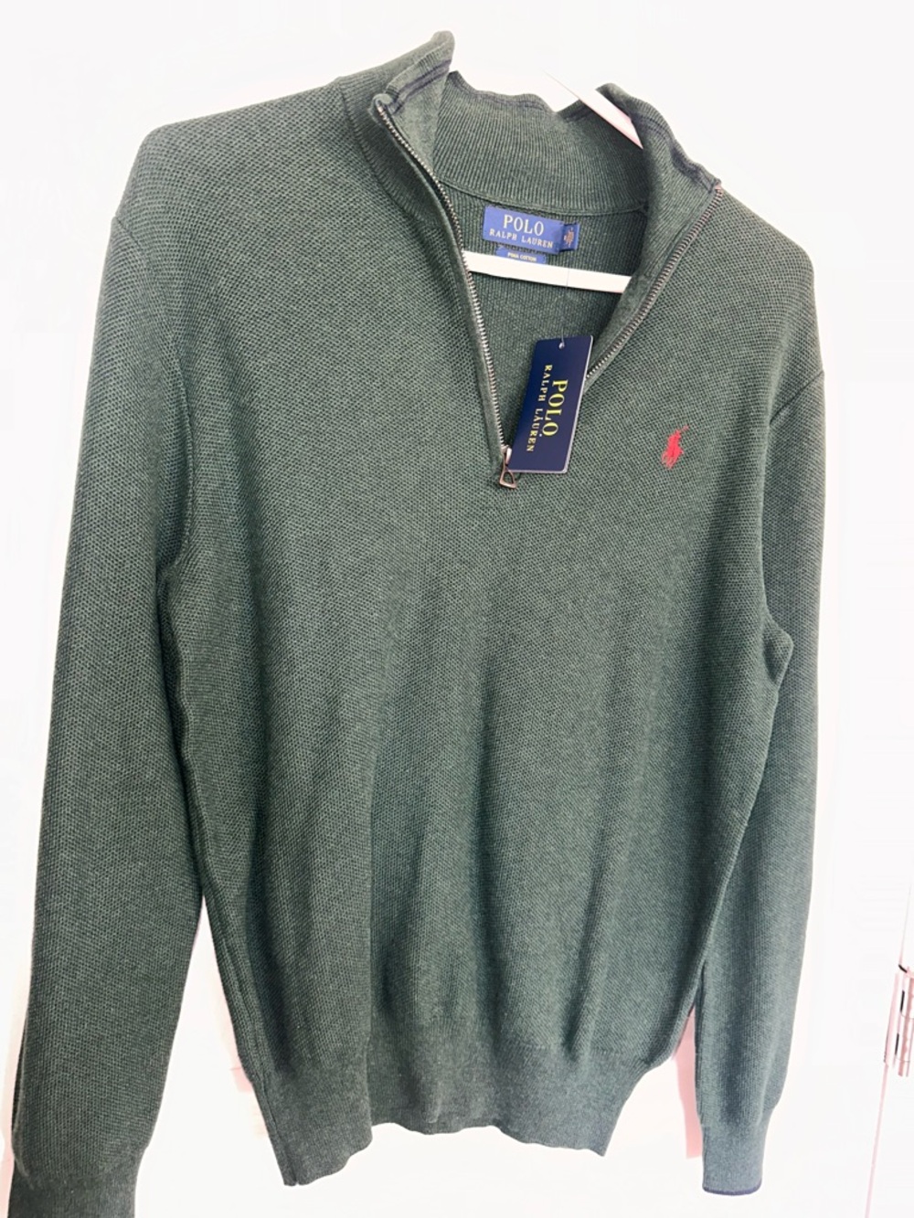 Polo Sweater Medium Green Pima Cotton NWT - Picture 3 of 11